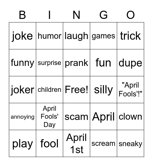April Fools' Bingo Card