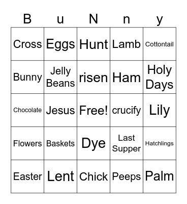 Bunny Bingo Card