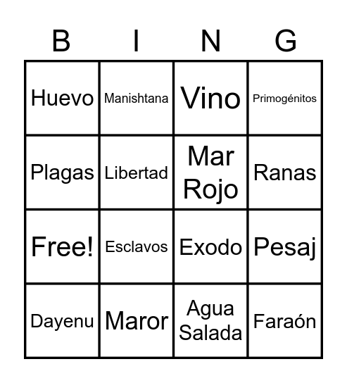 Pesaj 5783 Bingo Card