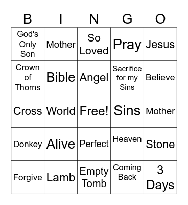 Easter Bingo Card