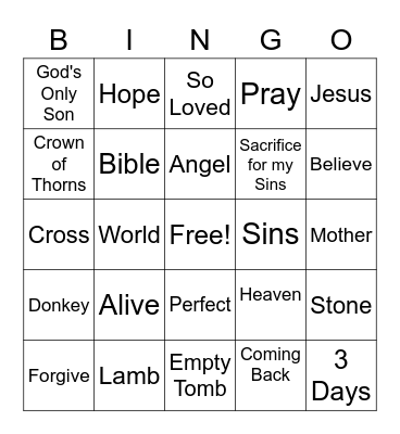 Easter Bingo Card