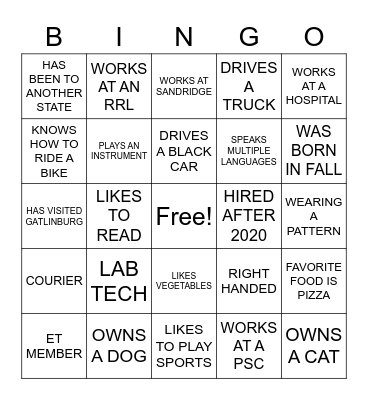 MINGLE BINGO Card
