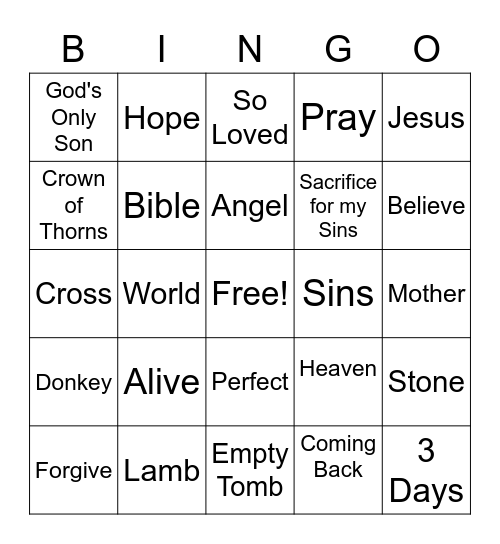 Easter Bingo Card