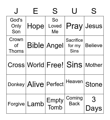 Easter Bingo Card