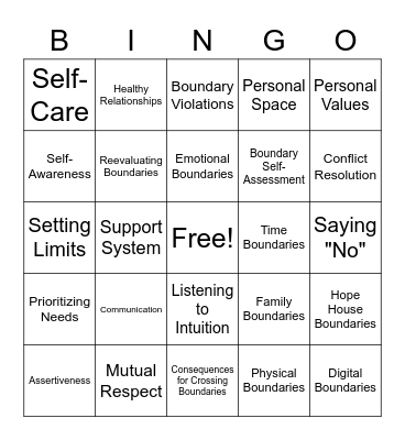 Setting Boundaries Bingo Card