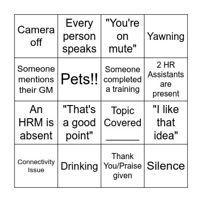 HR Meeting BINGO Card
