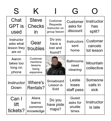 Ski Desk Bingo Card