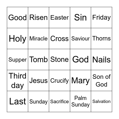 Easter Bingo Card