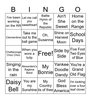 MUSIC BINGO Card