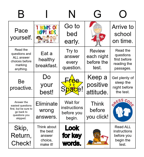 Test Prep Bingo Card