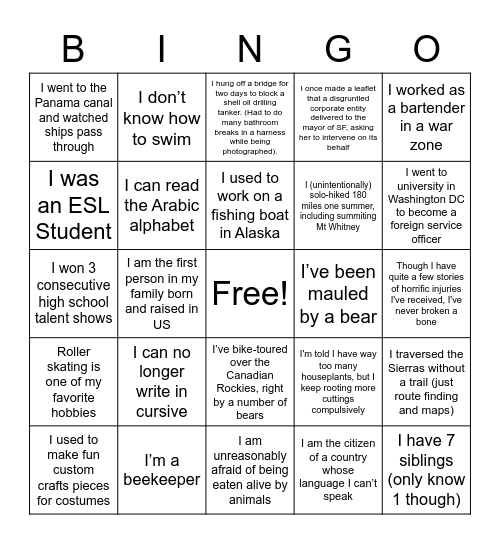 GettoKnowYou Bingo Card