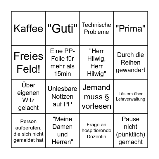 Offizielles Arnd Hilwig BINGO Card