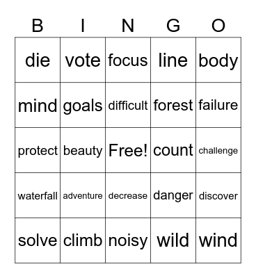 Unit 5 Bingo Card