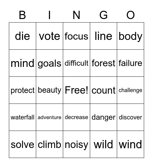 Unit 5 Bingo Card