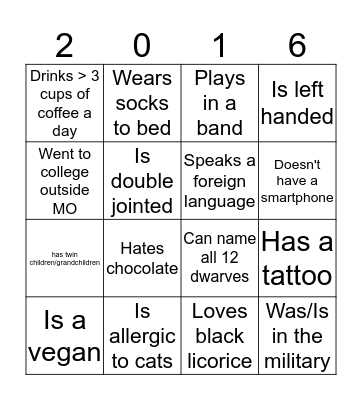 Staff Day Bingo Card