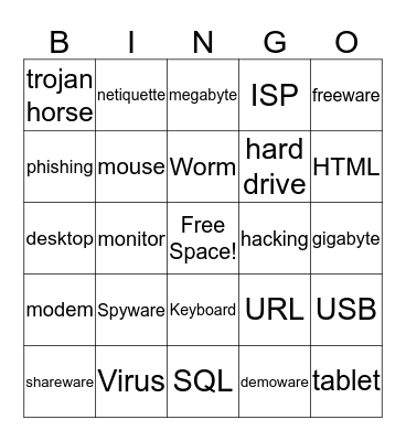 Computer Terms Bingo Card