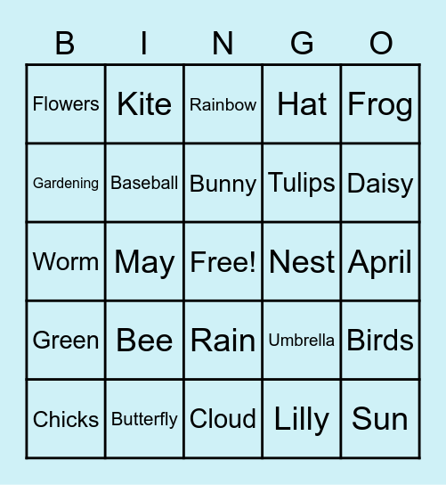 Spring Bingo Card