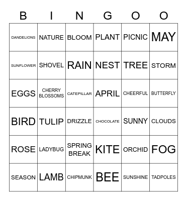 Spring Bingo Card