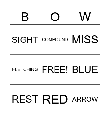 Archery Bingo Card