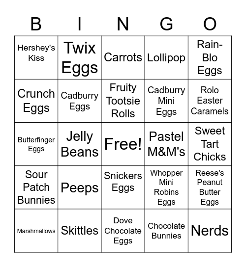Easter Bingo Card