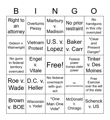 SCOTUS-Bingo Card
