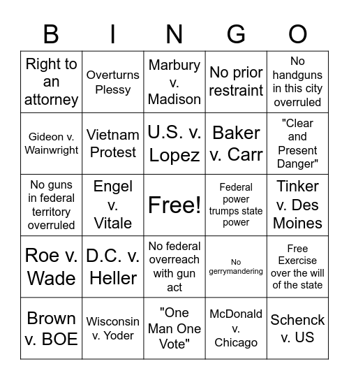 SCOTUS-Bingo Card