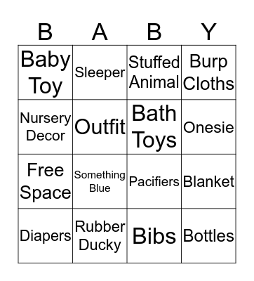 Baby Gift Bingo! Bingo Card