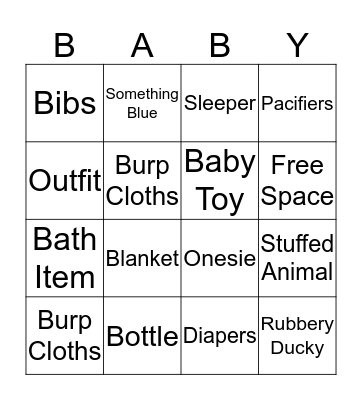 Baby Gift Bingo! Bingo Card