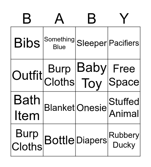 Baby Gift Bingo! Bingo Card