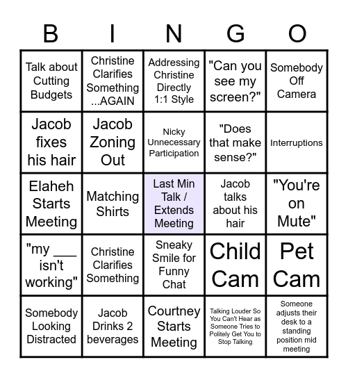 It's a Meeting Bingo Card