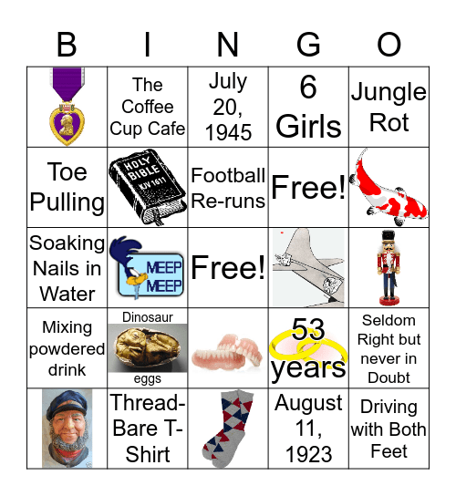 Paul Riemersma Bingo (sanctioned by the eldest daughter) Bingo Card