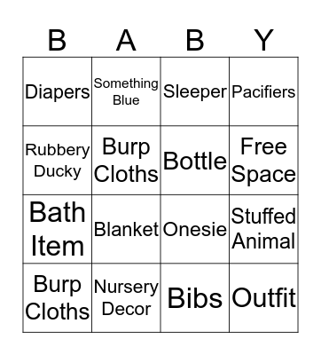 Baby Gift Bingo! Bingo Card