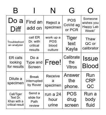 Lab Week 2023 Techs Bingo Card