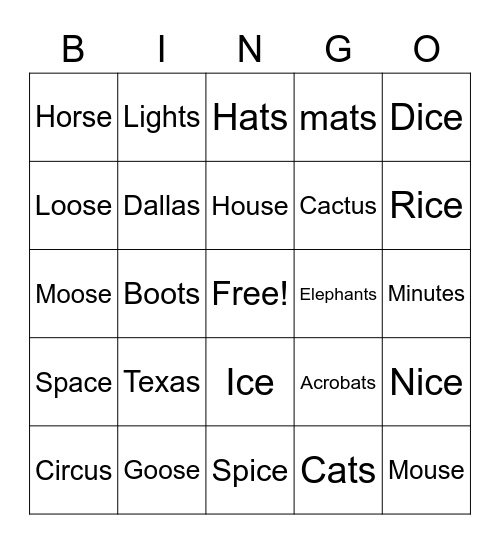 ! Final /s/ Bingo Game ! Bingo Card