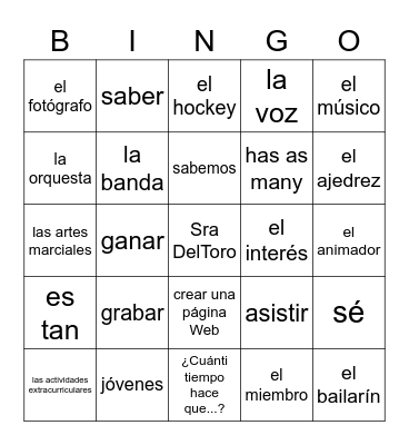 SP 2 1B #1 Bingo Card