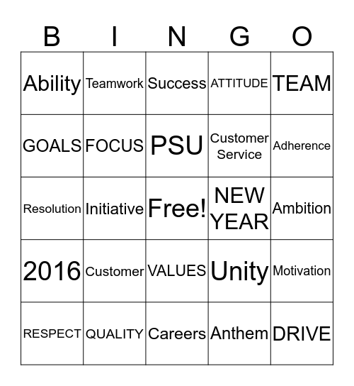 Happy NEW YEAR Bingo Card