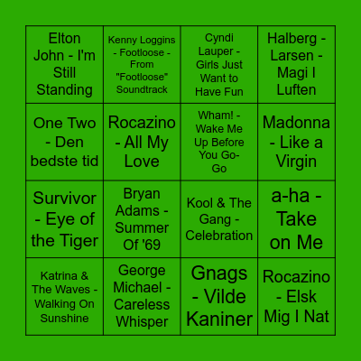 80'erne Bingo Card