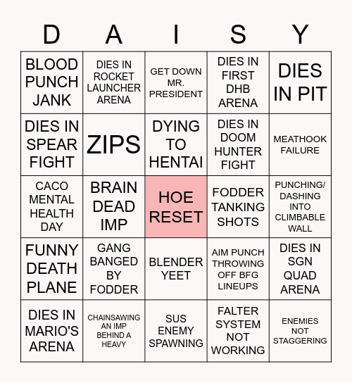 DOOM ETERNAL MEME BINGO Card