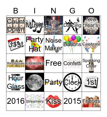 New Year's Eve Bingo Card