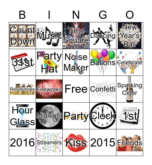 New Year's Eve Bingo Card
