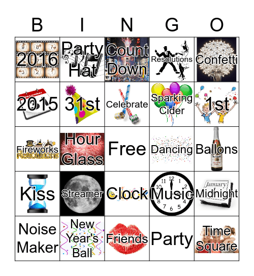 New Year's Eve Bingo Card