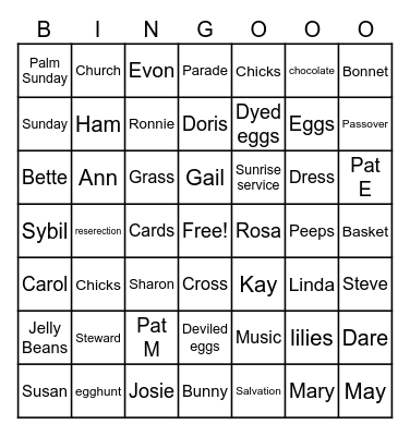 All About Easter Bingo Card