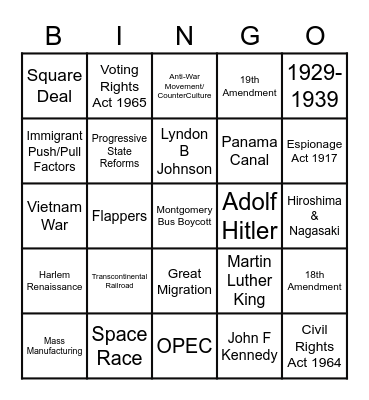 STAAR Blitz Bingo Card