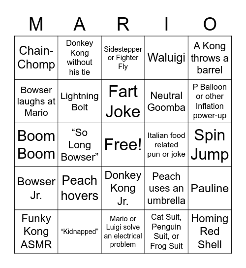 Mario Movie [Lakitu] Bingo Card
