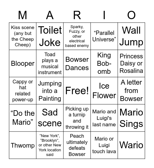 Mario Movie [Spiny] Bingo Card