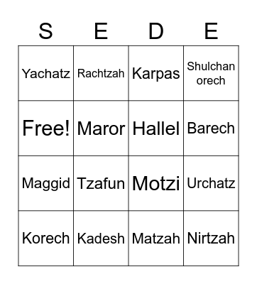 Passover Bingo Card