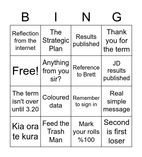 St Paul's Mornings Bingo Card