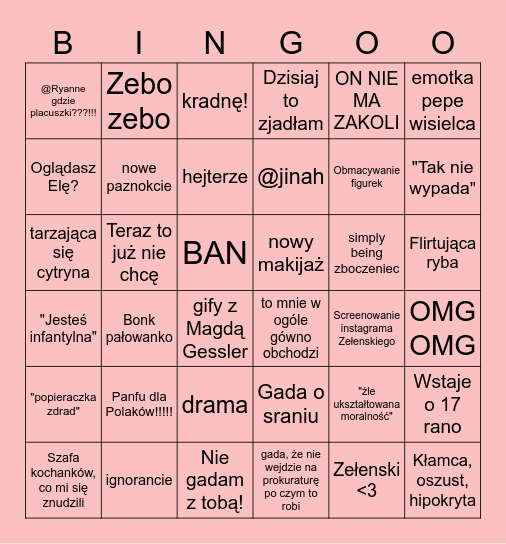 Sharonowe bingo! Bingo Card