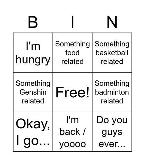 Untitled Bingo Card