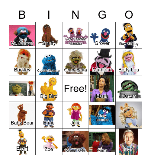 The Muppets and Sesame Street Bingo Card